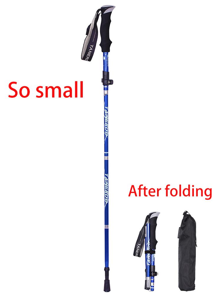 5-Section Outdoor Fold Trekking Pole Camping Portable Walking Hiking Stick For Nordic Elderly Telescopic Club Easy Put Into Bag