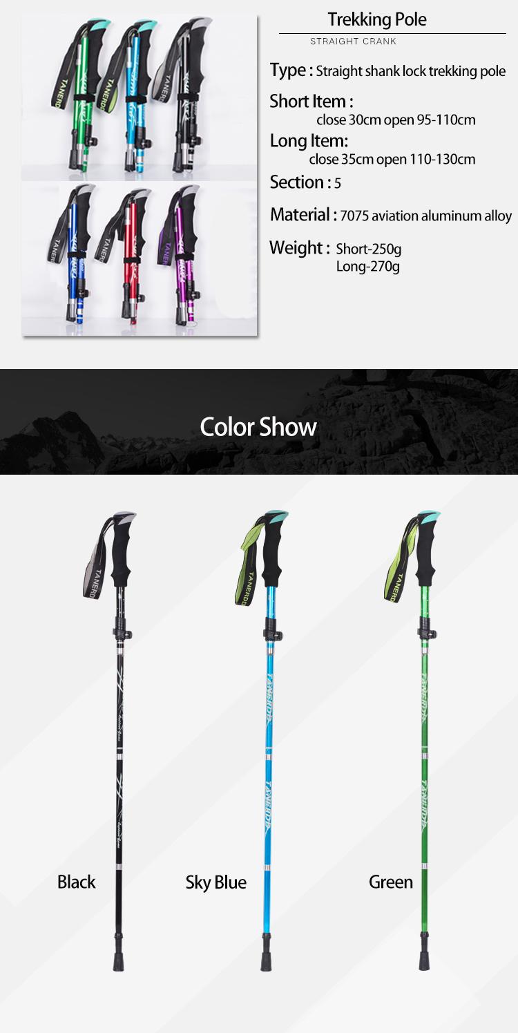 5-Section Outdoor Fold Trekking Pole Camping Portable Walking Hiking Stick For Nordic Elderly Telescopic Club Easy Put Into Bag