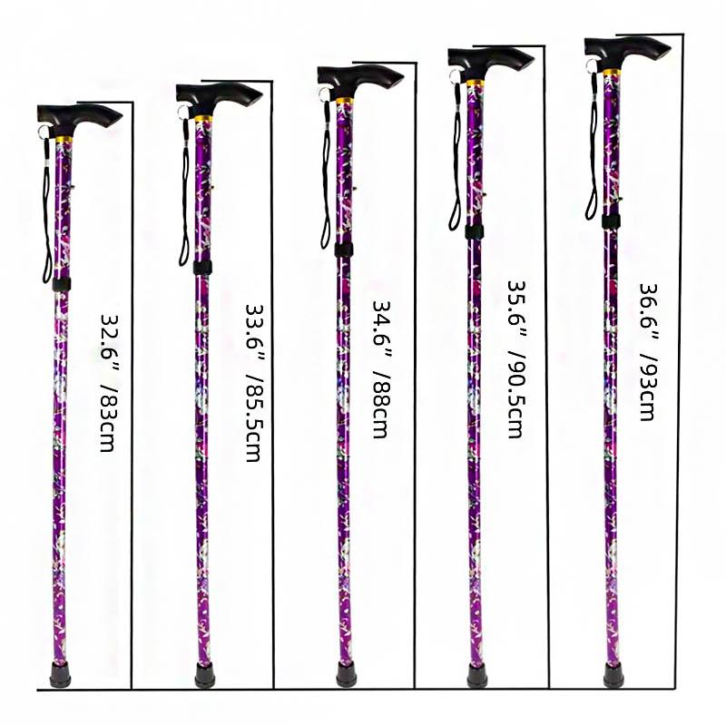 Lightweight Foldable Walking Sticks For Elderly Women Men Telescopic 93cm Adjustable Folding Floral Metal Cane Climbing Hiking