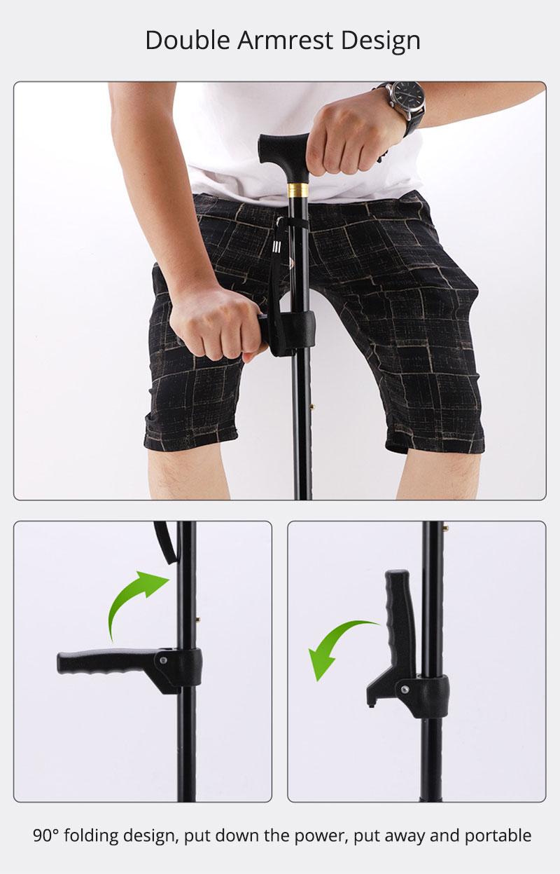 Safety Telescopic Stick Trusty Elderly Crutches Multifunctional Walking Stick Parents Cane Outdoor Camping Trekking Hiking Stick