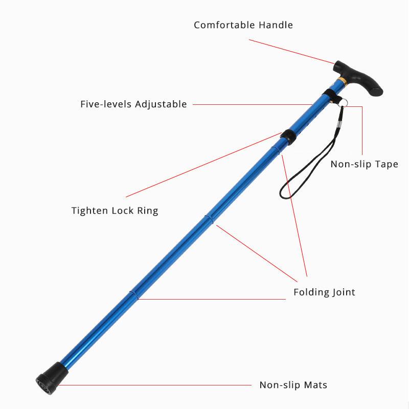 Telescopic Trekking Sticks Collapsible Cane Folding Trusty Walking Hiking Running Canes Trekking Poles for Elder Parents Stick