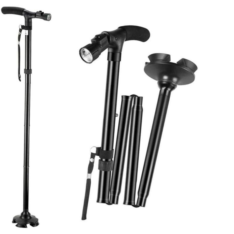 Collapsible Telescopic Folding walking stick LED Lightweight Cane Trusty Crutches Great Gifts for Mothers the Elder Fathers