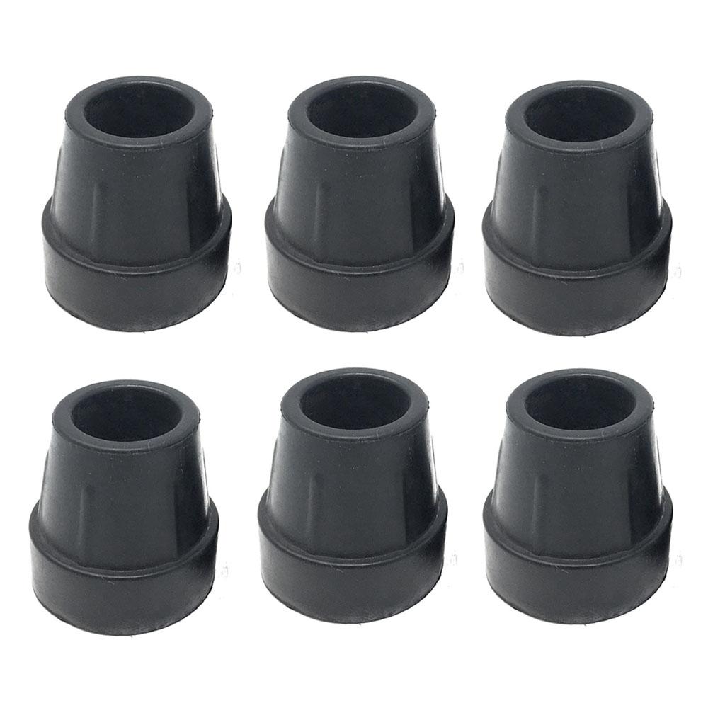 Replacement Cane Tips 6 Pieces Walking Stick Rubber Tips for Trekking Poles Black