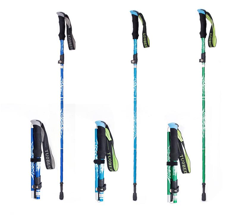 Trekking pole 110-130cm aluminum alloy lightweight telescopic folding trekking mountain climbing walking stick outdoor cane