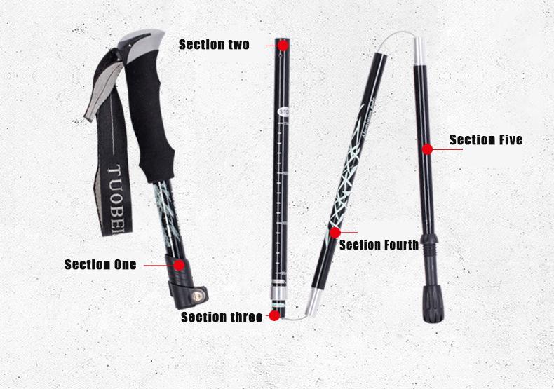 Trekking pole 110-130cm aluminum alloy lightweight telescopic folding trekking mountain climbing walking stick outdoor cane