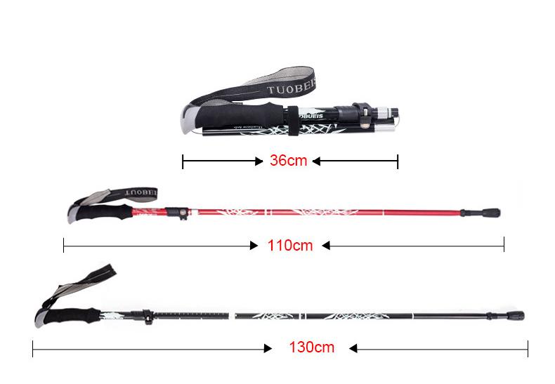 Trekking pole 110-130cm aluminum alloy lightweight telescopic folding trekking mountain climbing walking stick outdoor cane