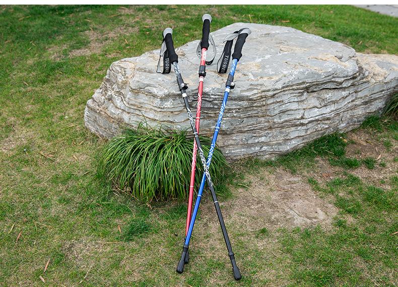 Trekking pole 110-130cm aluminum alloy lightweight telescopic folding trekking mountain climbing walking stick outdoor cane