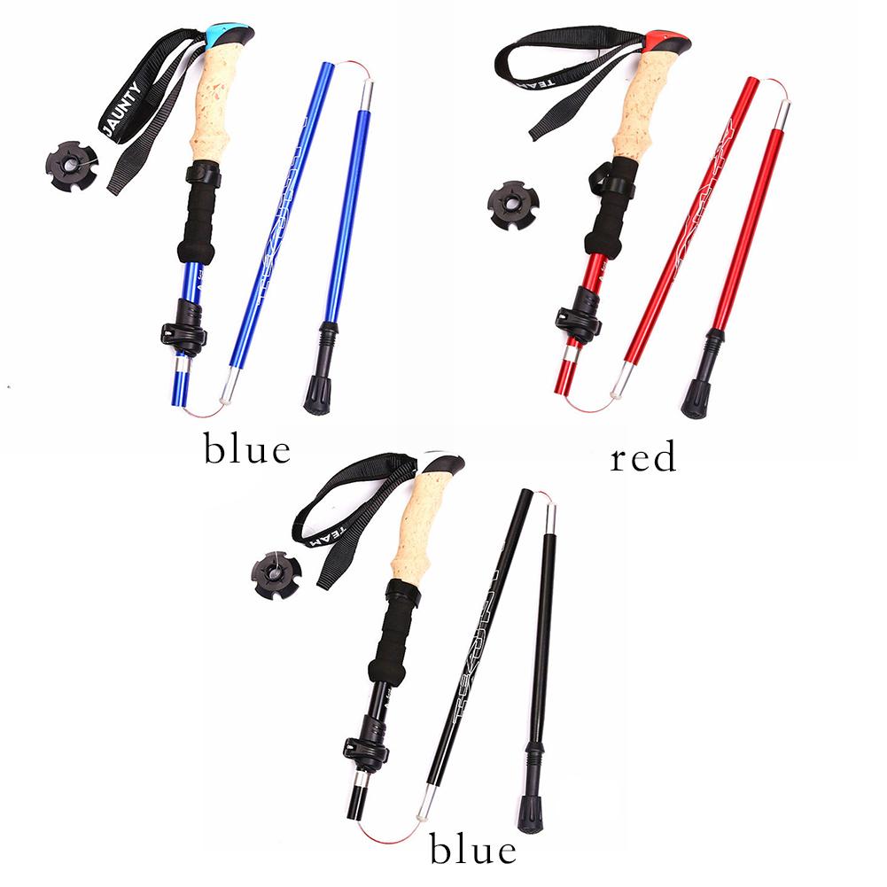 Hiking Walking Sticks Telescopic Alloy Stick Carbon Fiber Trekking Pole Folding Lightweight Trekking Alpenstock Hiking Cane