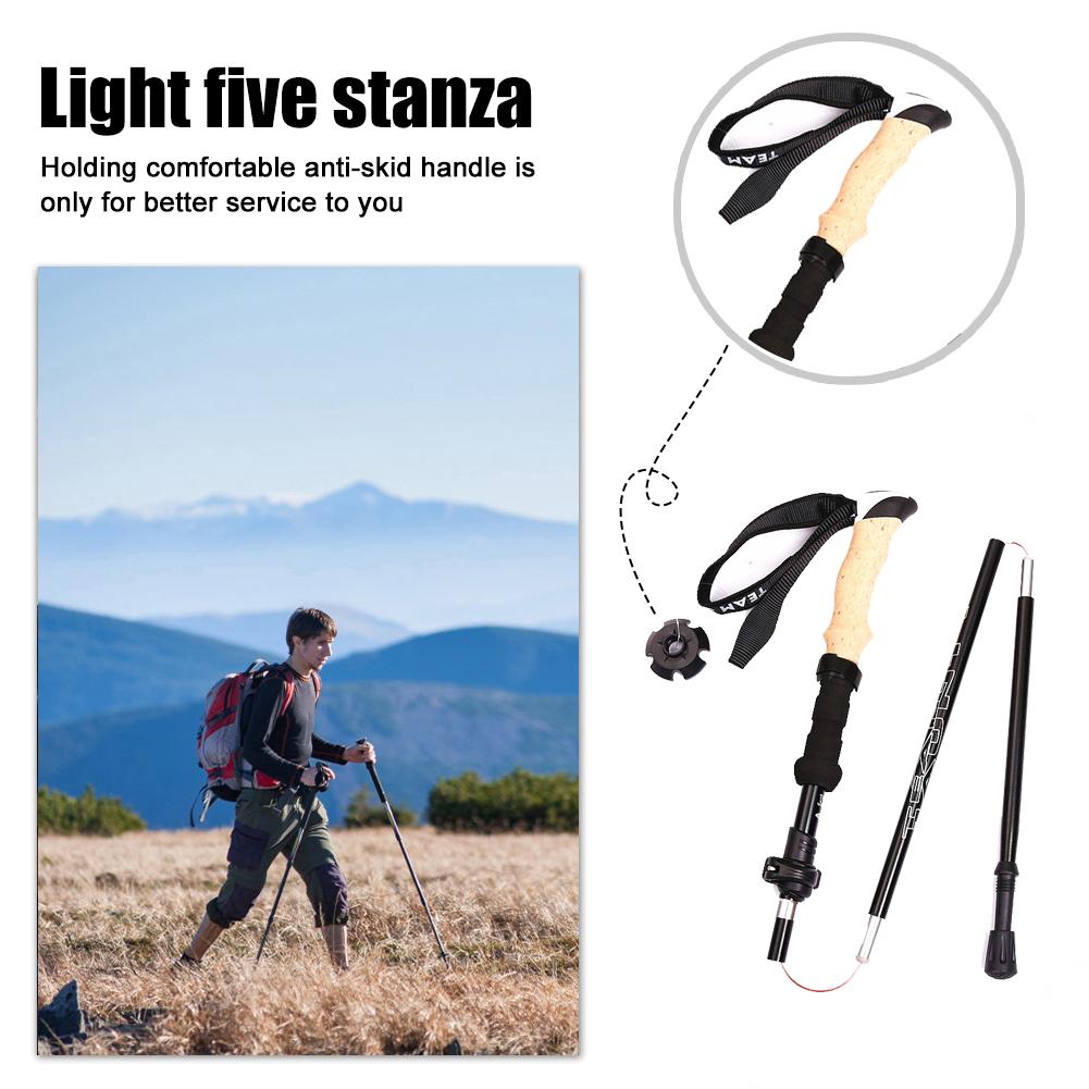 Hiking Walking Sticks Telescopic Alloy Stick Carbon Fiber Trekking Pole Folding Lightweight Trekking Alpenstock Hiking Cane