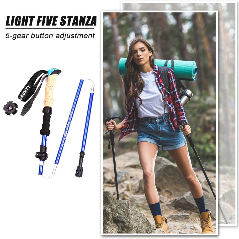 Hiking Walking Sticks Telescopic Alloy Stick Carbon Fiber Trekking Pole Folding Lightweight Trekking Alpenstock Hiking Cane