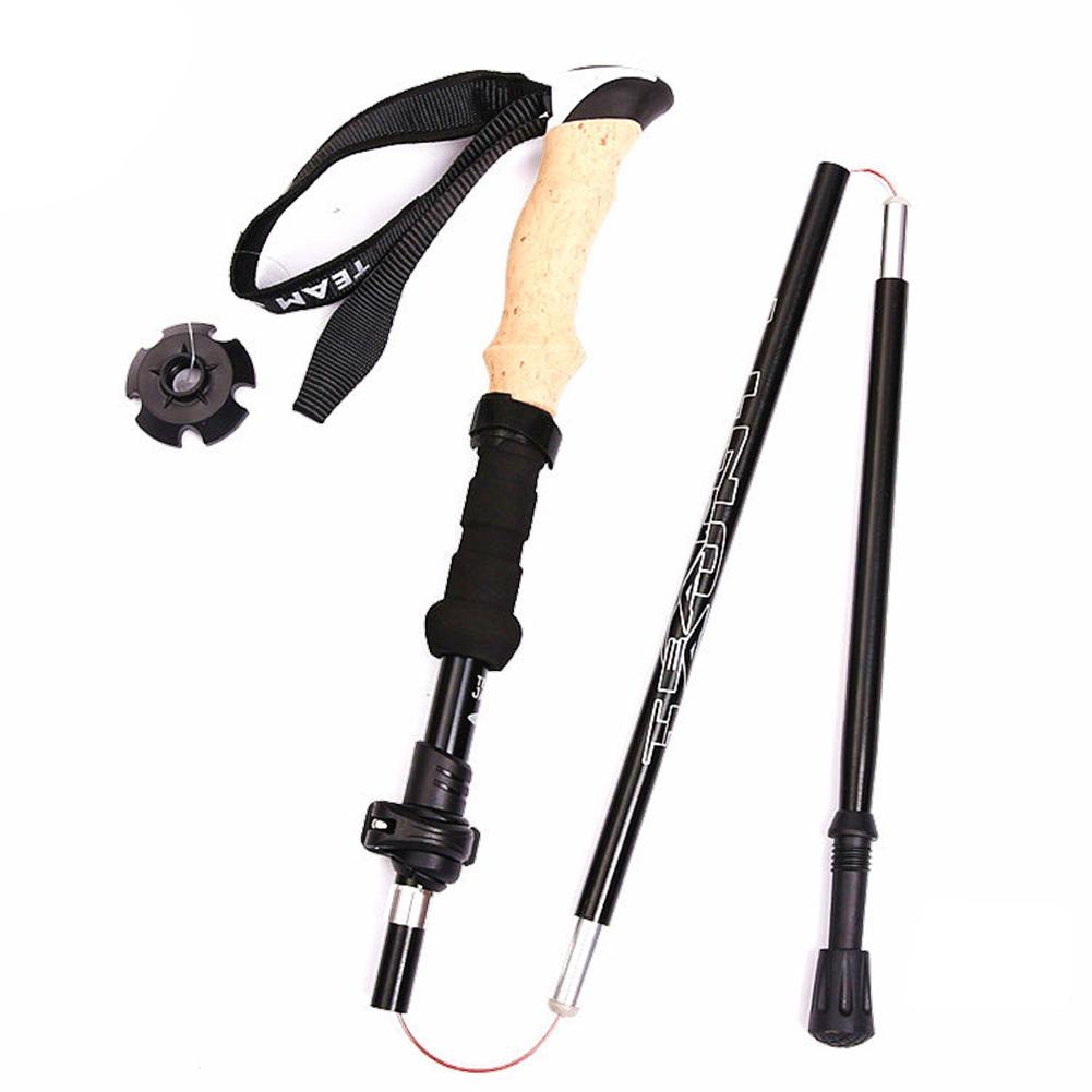 Hiking Walking Sticks Telescopic Alloy Stick Carbon Fiber Trekking Pole Folding Lightweight Trekking Alpenstock Hiking Cane