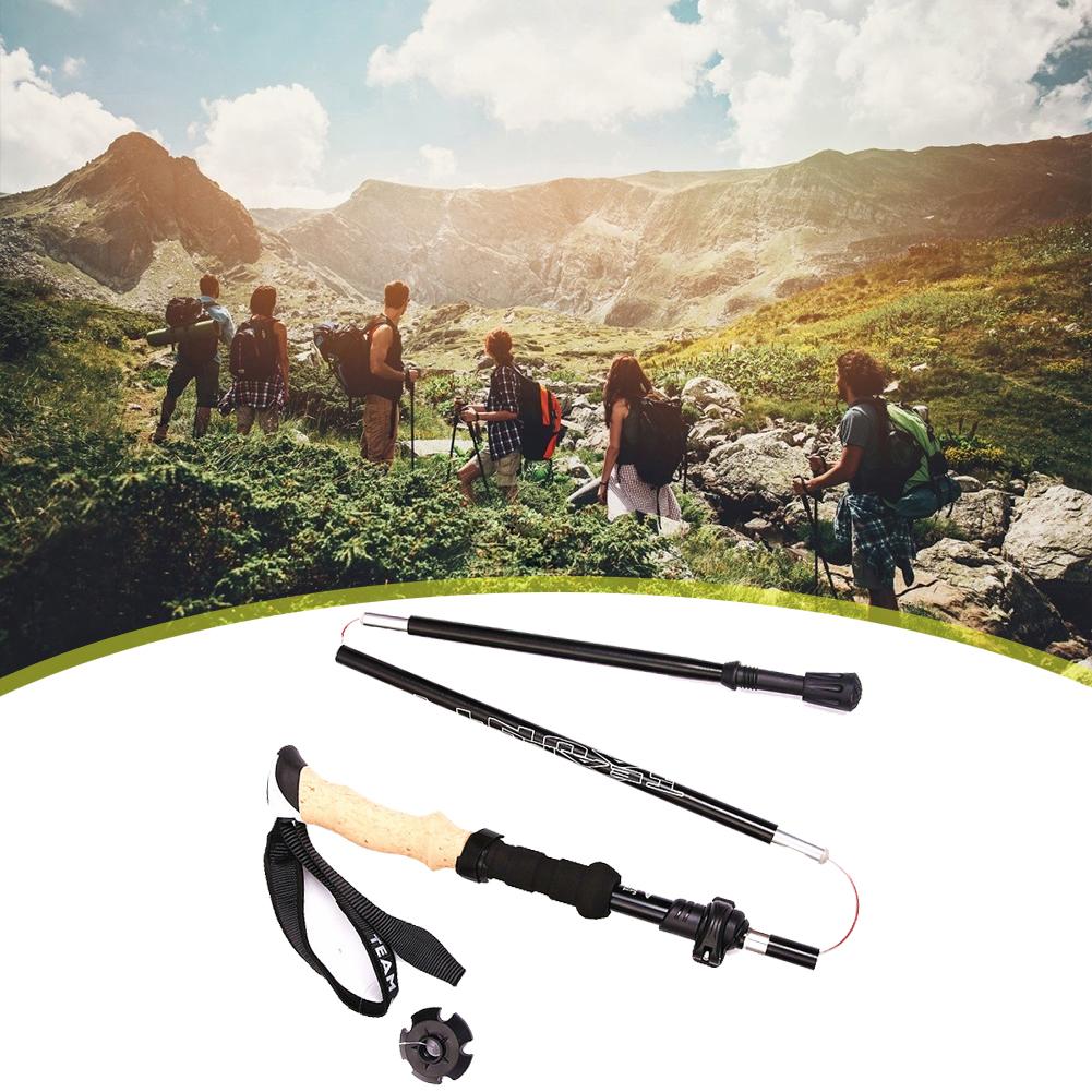 Hiking Walking Sticks Telescopic Alloy Stick Carbon Fiber Trekking Pole Folding Lightweight Trekking Alpenstock Hiking Cane