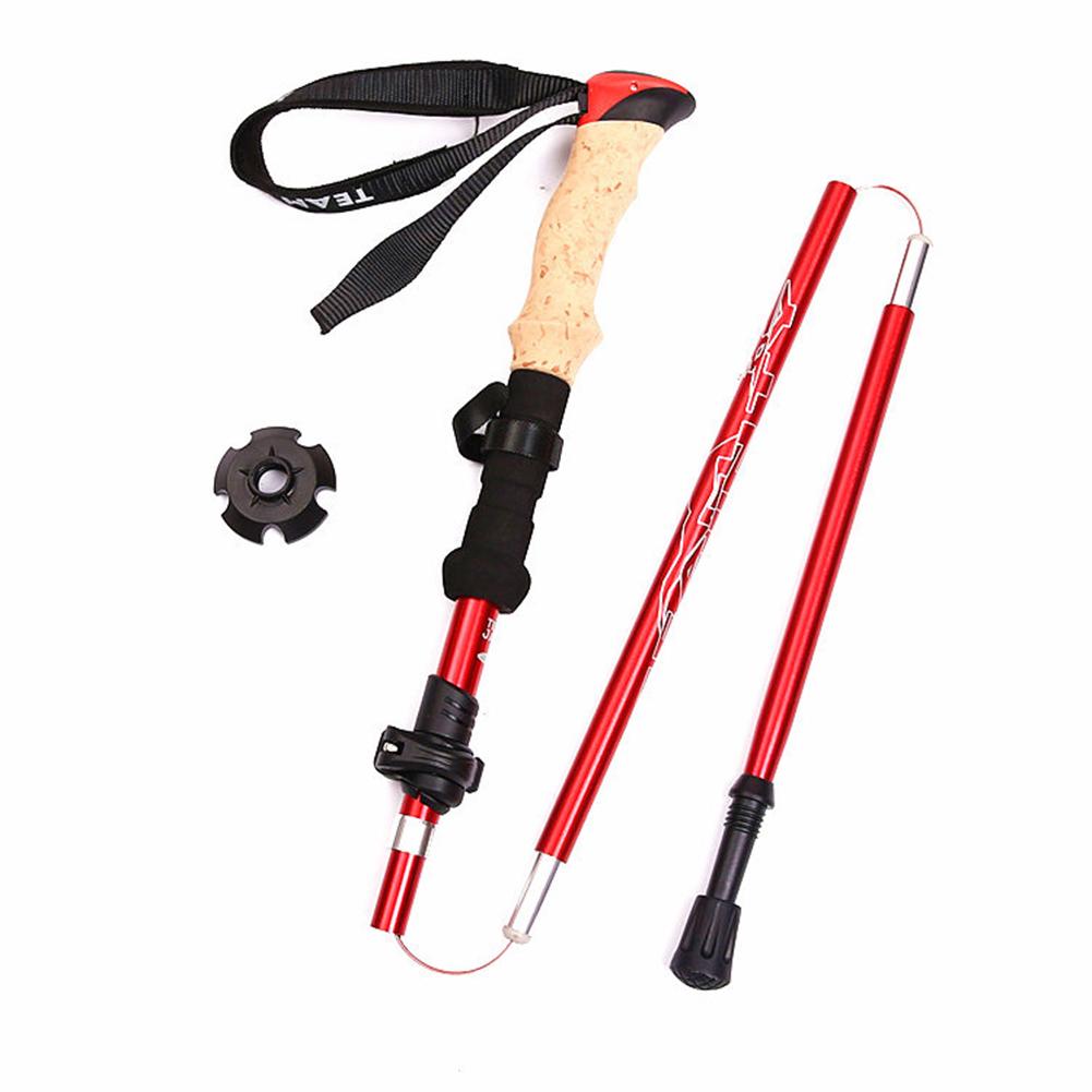 Hiking Walking Sticks Telescopic Alloy Stick Carbon Fiber Trekking Pole Folding Lightweight Trekking Alpenstock Hiking Cane