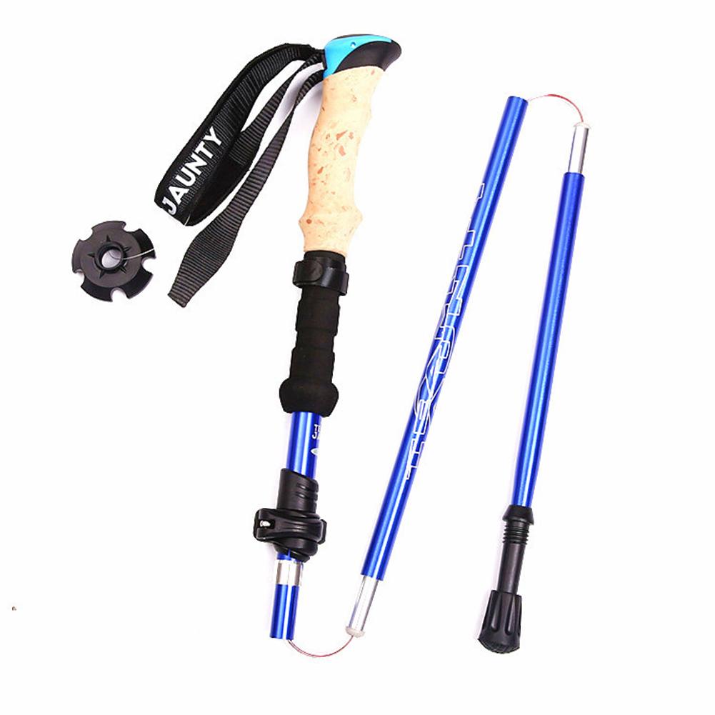 Hiking Walking Sticks Telescopic Alloy Stick Carbon Fiber Trekking Pole Folding Lightweight Trekking Alpenstock Hiking Cane