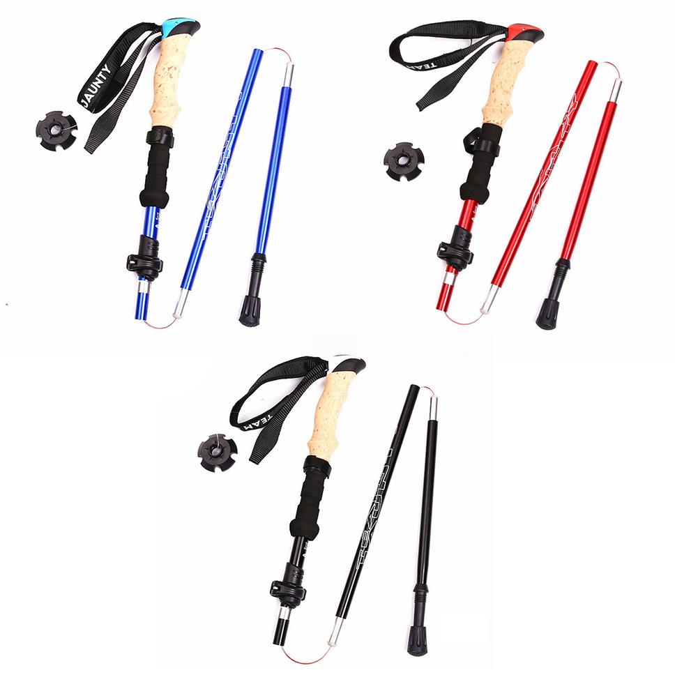 Hiking Walking Sticks Telescopic Alloy Stick Carbon Fiber Trekking Pole Folding Lightweight Trekking Alpenstock Hiking Cane