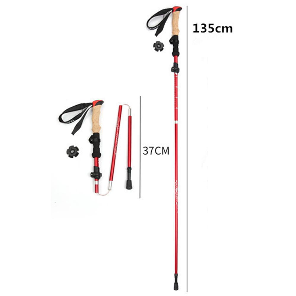 Hiking Walking Sticks Telescopic Alloy Stick Carbon Fiber Trekking Pole Folding Lightweight Trekking Alpenstock Hiking Cane