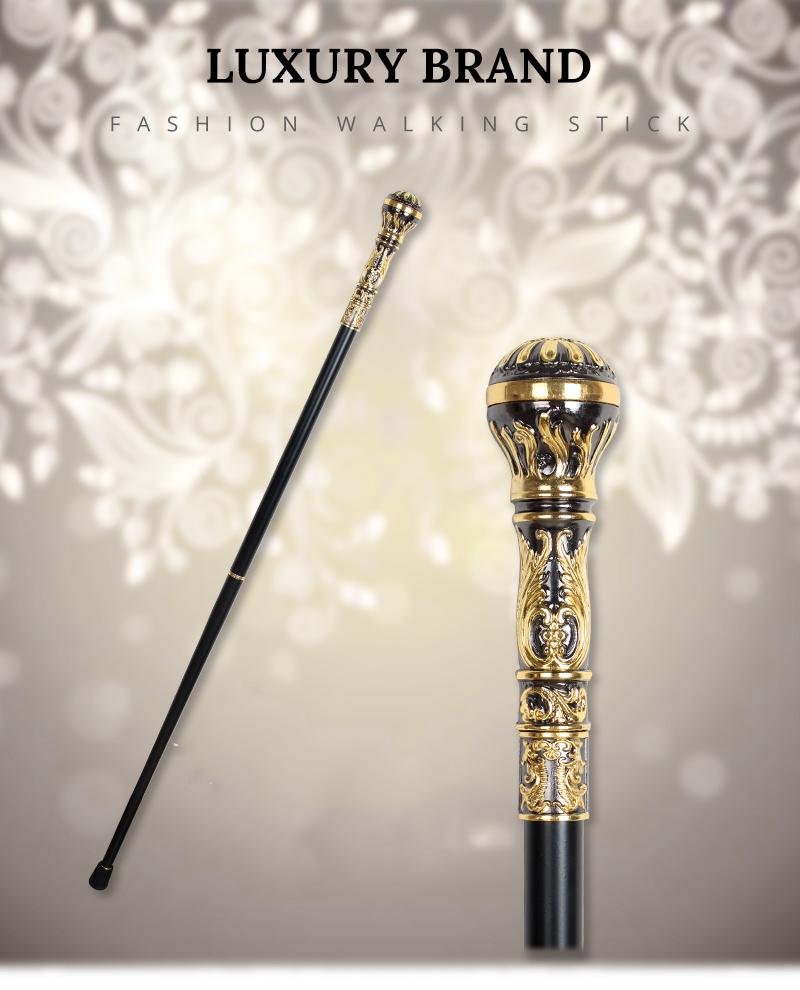 Gold With Black Detachable Walking Stick Man Fashion Walking Cane Lady Party Sticks Elegant Vintage Walking Cane