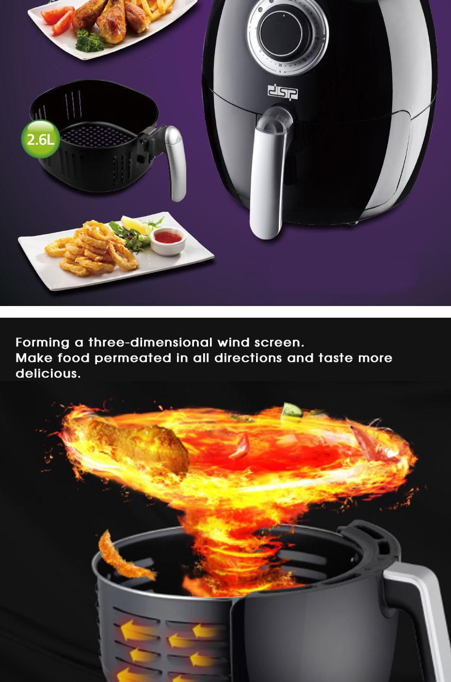 Multi-function 1350W 2.6L Health Fryer Without Oil Oven Cooker Smart Air Fryer Oil Free Chicken Fryer French Fries Frying Pot