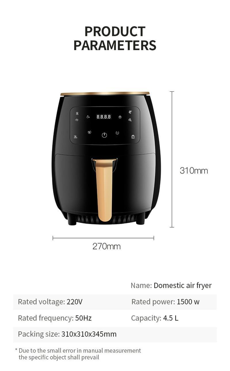 4.6L Electric Smart Air Fryer Oven 360°Baking LED Touchscreen Deep Fryer without Oil Top Configurations French Fries Machine