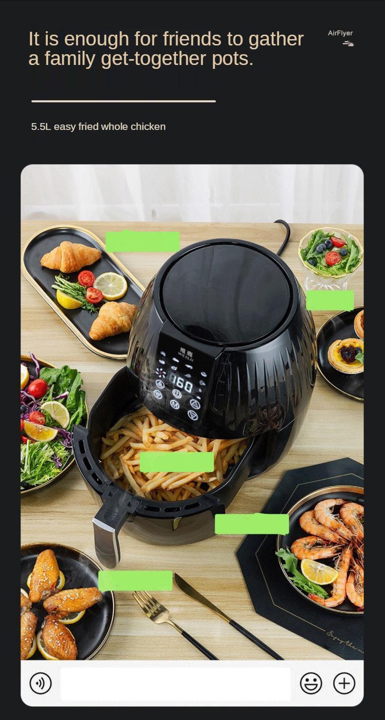 Electric 5.5L Air Fryer Without Oil Health Deep Fryer Oven Toaster LCD Hot Air Fryer Convection Oven Chicken Fryer French Fries