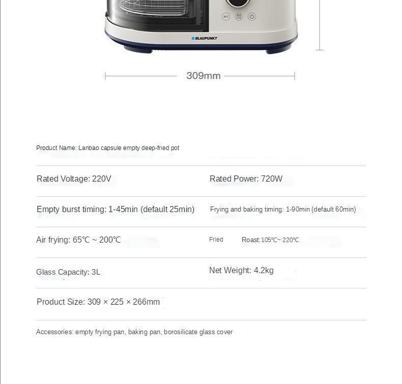 BLAUPUNKT air fryer home multi-functional large capacity new intelligent automatic oil-free electric fryer machine