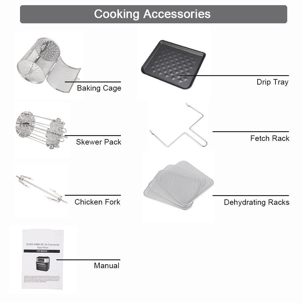 16.91Quarts / 16L Electric Air Fryer Oven Combo Convection Toaster 1800W 120V US Plug