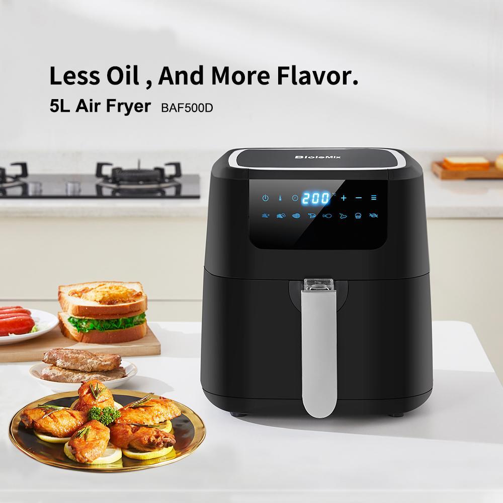 BioloMix 5L 1400W Digital Air Fryer Hot Oven Cooker Nonstick Basket 8 Presets LED Touchscreen Oilless Deep Fryer BPA & PFOA FREE