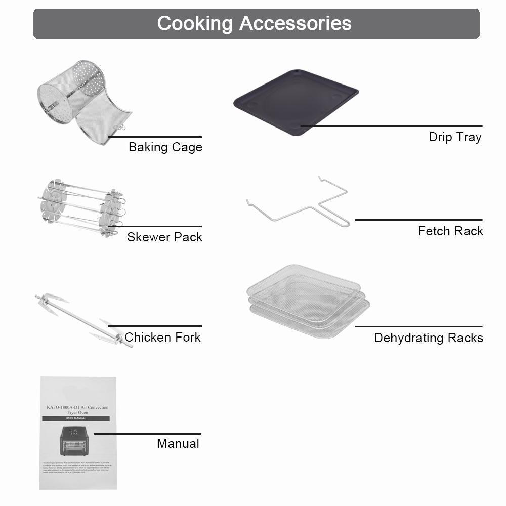 16L 1800W Smart Air Fryer Oven Toaster Rotisserie and Dehydrator with LED Digital Touch Screen Convection Air Fryer Oven Combo