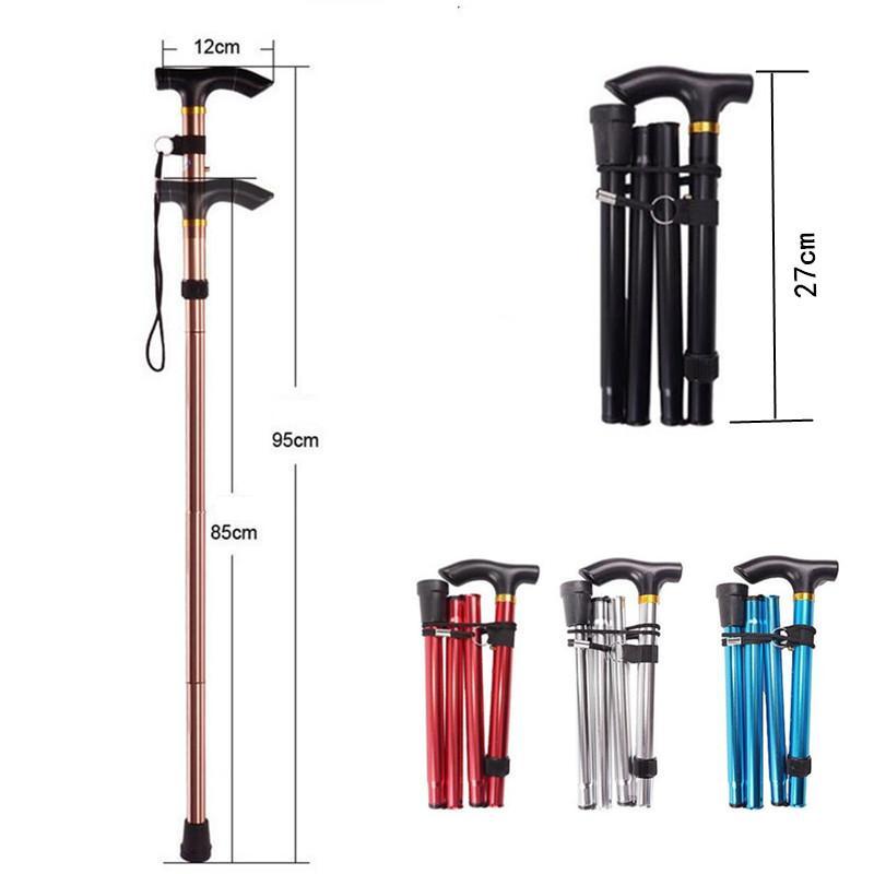 Walking Stick Hiking Trekking Poles Trail Ultralight 4 Section Adjustable Canes Aluminum Alloy Folding Walking Sticks