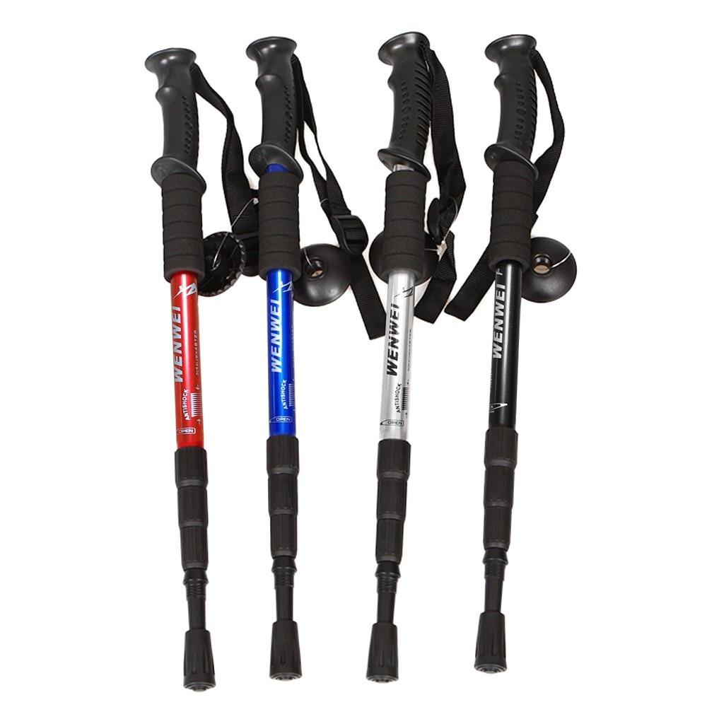 Anti Shock Hiking Walking Trekking Trail Poles Stick Adjustable Canes 4-sections Camping Outdoor Survival Accessories