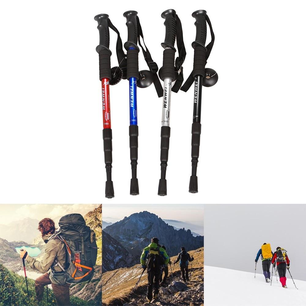 Anti Shock Hiking Walking Trekking Trail Poles Stick Adjustable Canes 4-sections Camping Outdoor Survival Accessories