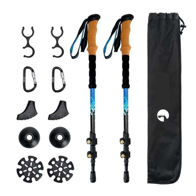 Ultra-light Carbon Fiber Outer Lock Trekking Poles Outdoor Telescopic Trekking Cane Mountain Climbing Walking Elderly Crutches