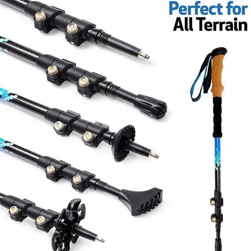 Ultra-light Carbon Fiber Outer Lock Trekking Poles Outdoor Telescopic Trekking Cane Mountain Climbing Walking Elderly Crutches