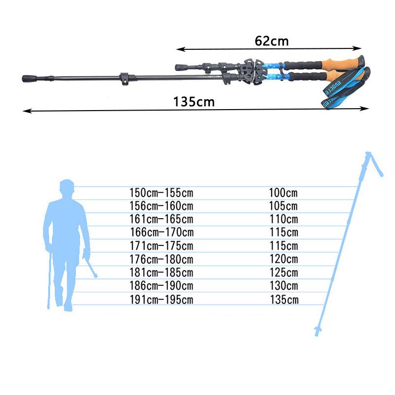 Ultra-light Carbon Fiber Outer Lock Trekking Poles Outdoor Telescopic Trekking Cane Mountain Climbing Walking Elderly Crutches