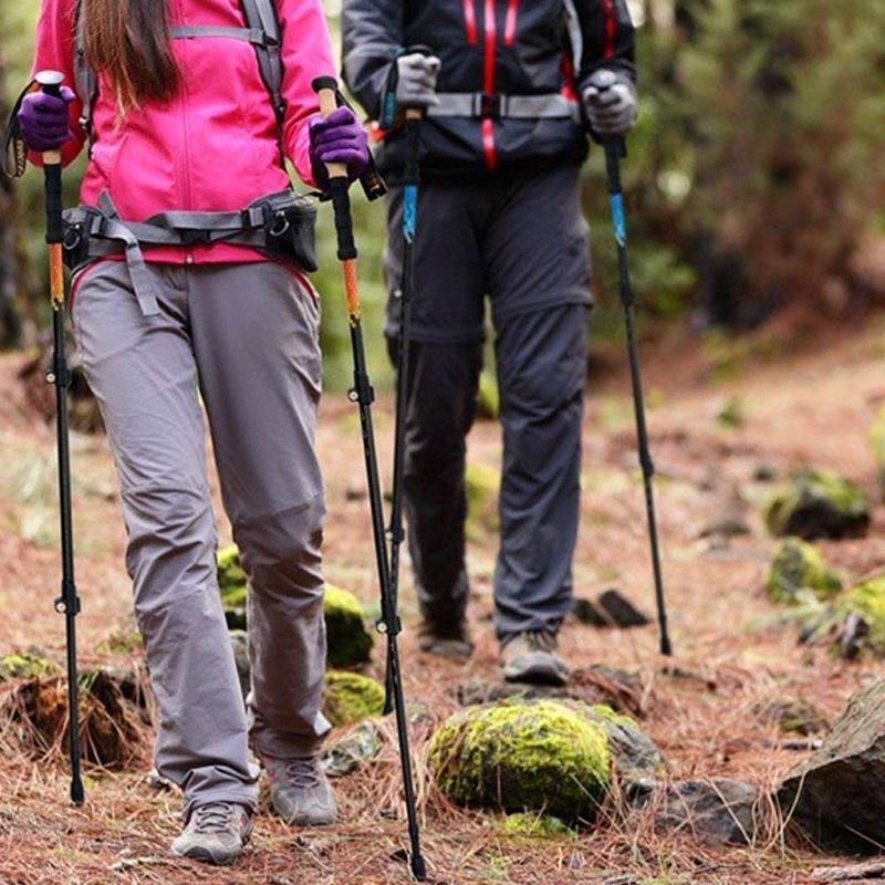 Ultra-light Carbon Fiber Outer Lock Trekking Poles Outdoor Telescopic Trekking Cane Mountain Climbing Walking Elderly Crutches