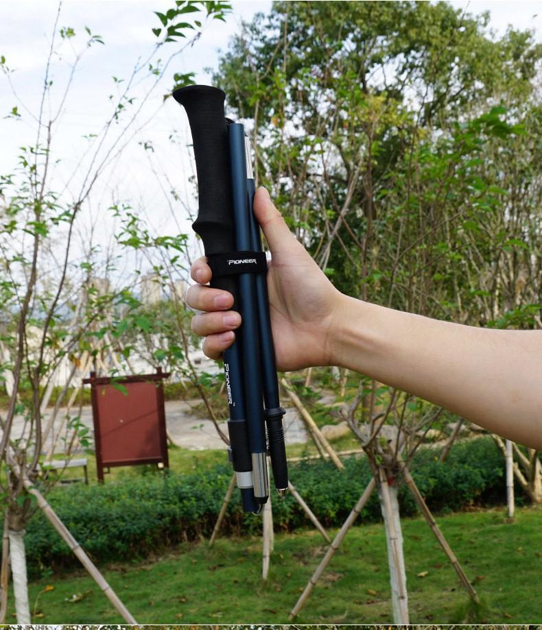 Pioneer 5 Section Folding Carbon Fiber Canne Walking Stick Trekking Poles Light Weight Nordic Walking Telescopic Baton Outdoor