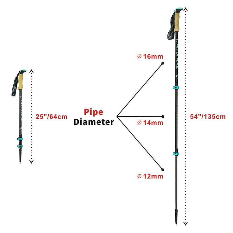 Hitorhike/Homful 195g/pc carbon fiber external quick lock Trekking poles hiking Collapsible stick nordic walking stick Crutch