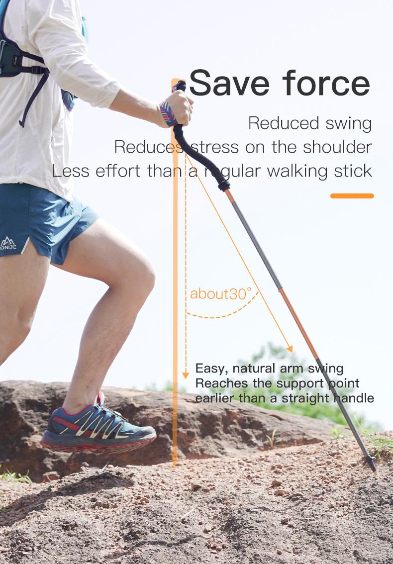 AONIJIE Lightweight Folding Walking Stick Carbon Fiber Collapsible Trekking Pole Hiking Sticks Trail Running Climbing Poles Cane