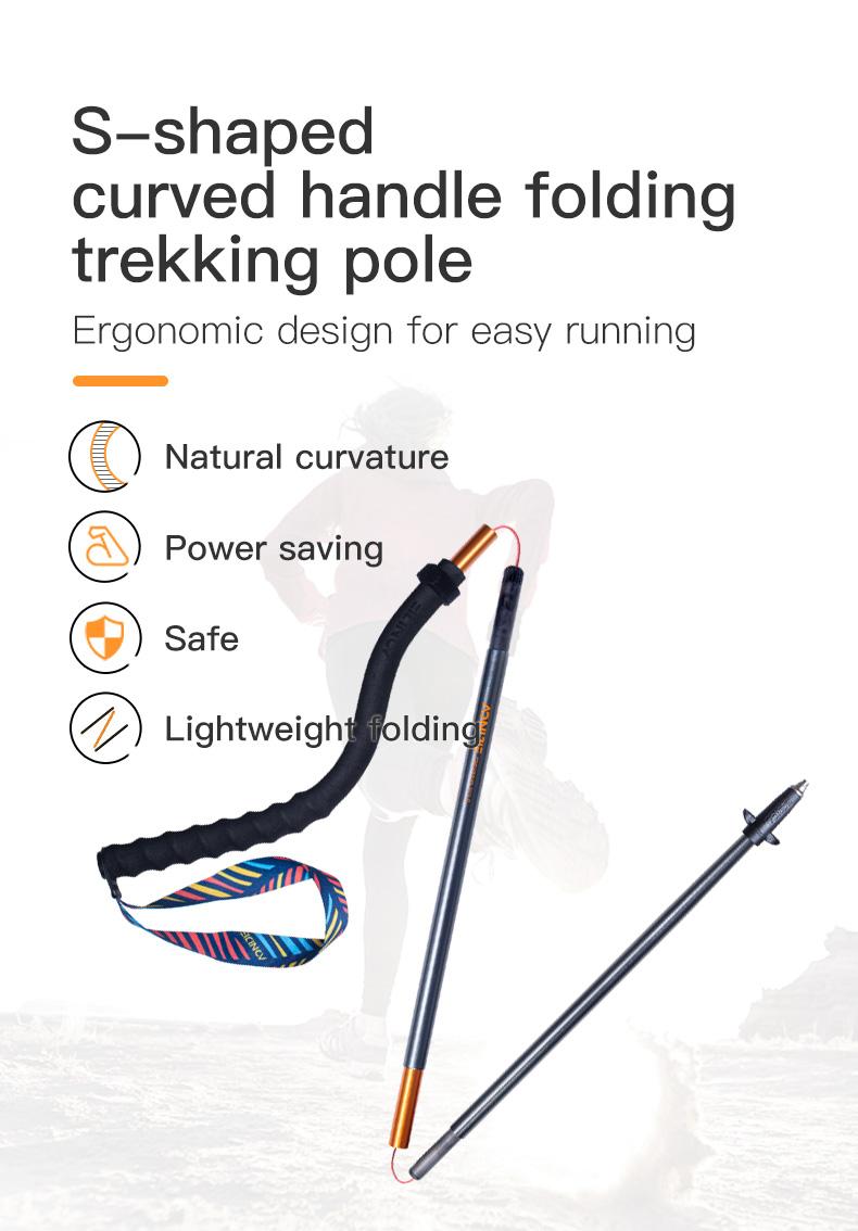 AONIJIE Lightweight Folding Walking Stick Carbon Fiber Collapsible Trekking Pole Hiking Sticks Trail Running Climbing Poles Cane