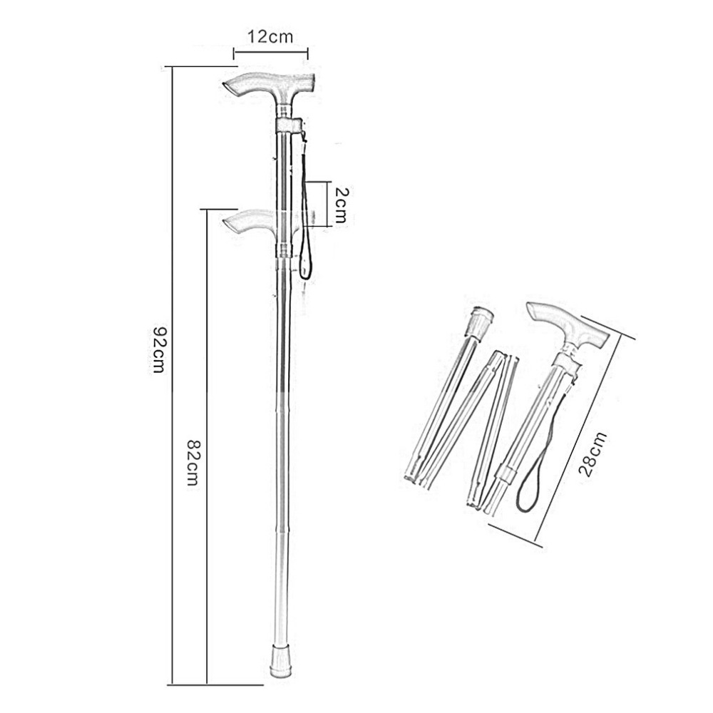 New Aluminum Metal Four Sections Walking Stick Easy Adjustable Foldable Collapsible Travel Cane Camping Trekking Stick