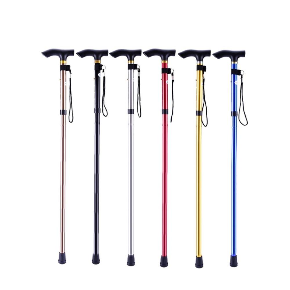 New Aluminum Metal Four Sections Walking Stick Easy Adjustable Foldable Collapsible Travel Cane Camping Trekking Stick