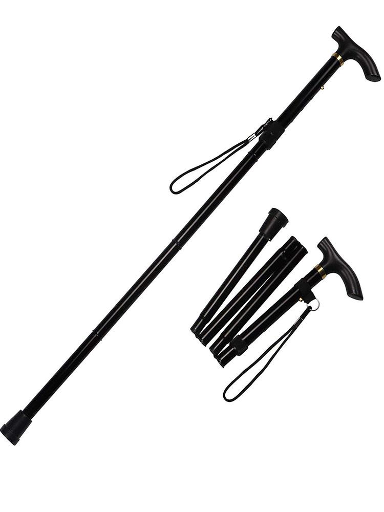 Collapsible Walking Stick for Men Women Folding Cane Adjustable Trekking Pole with Comfortable T Handles