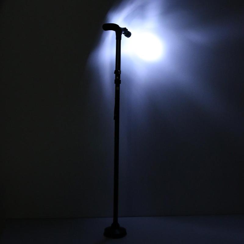 Outdoor Camping Stick with Elder LED Light Folding Telescopic Trekking Poles Hiking Cane Walking Stick Hiking Accessories