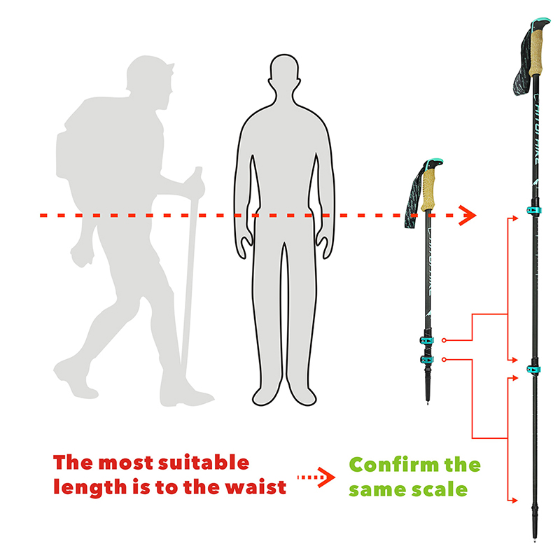 195g/pc carbon fiber external quick lock Trekking pole hiking Collapsible stick nordic walking stick Shooting Crutch Senderismo