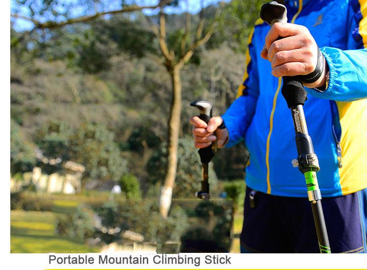 Multifunction Carbon Trekking Poles Telescopic Fold Walking Stick Trail Running Hiking Climbing Stick Cane Outdoor Equipment