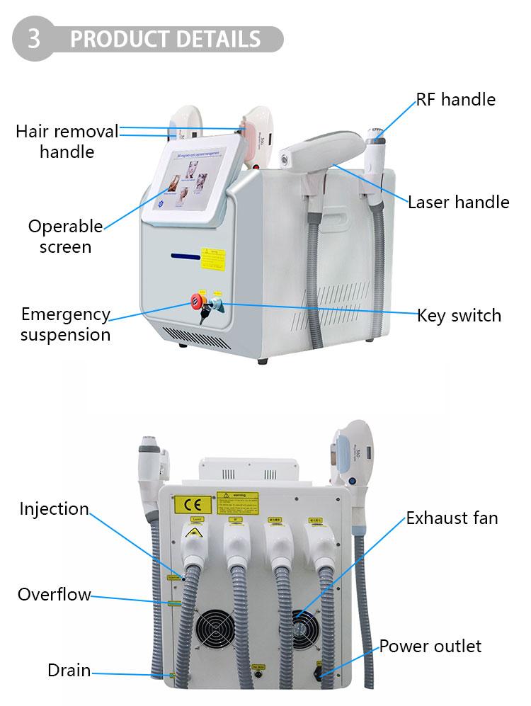 Professional 4 in 1 Nd YAG Laser Tattoo Removal SHR IPL OPT E-light 360 Laser Hair Removal RF Wrinkle Remover Machine OEM ODM