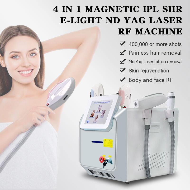 Professional 4 in 1 Nd YAG Laser Tattoo Removal SHR IPL OPT E-light 360 Laser Hair Removal RF Wrinkle Remover Machine OEM ODM