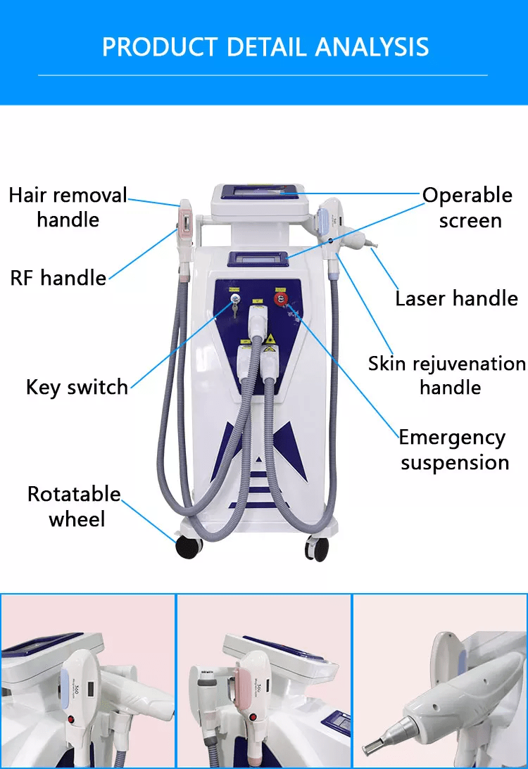 4 In 1 ND YAG Laser Machine SHR OPT IPL Elight Hair Removal Device Tattoo Removal Beauty Machine