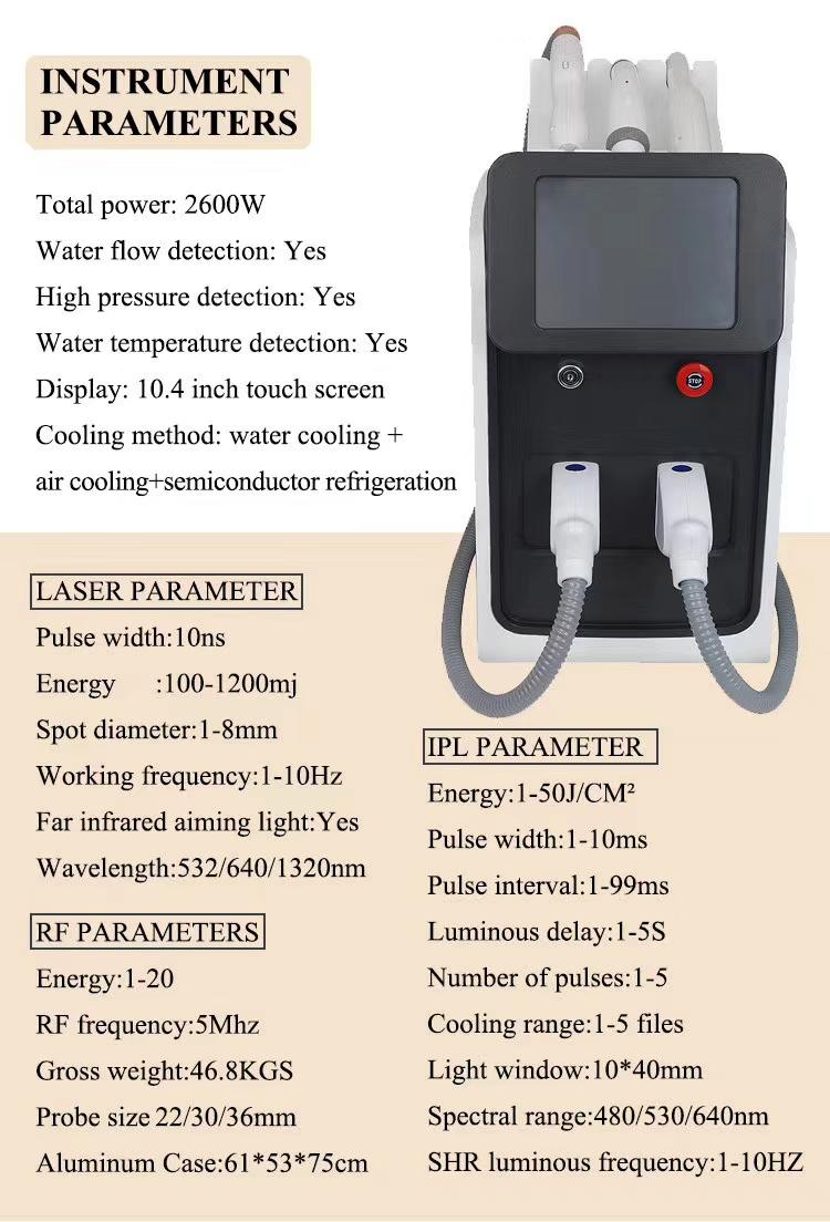 2022 Professional 3 in 1 OPT + IPL + Rf + Nd YAG Permanent Laser Tattoo Removal Facial Rejuvenation Rejuvenation Laser Hair Remo