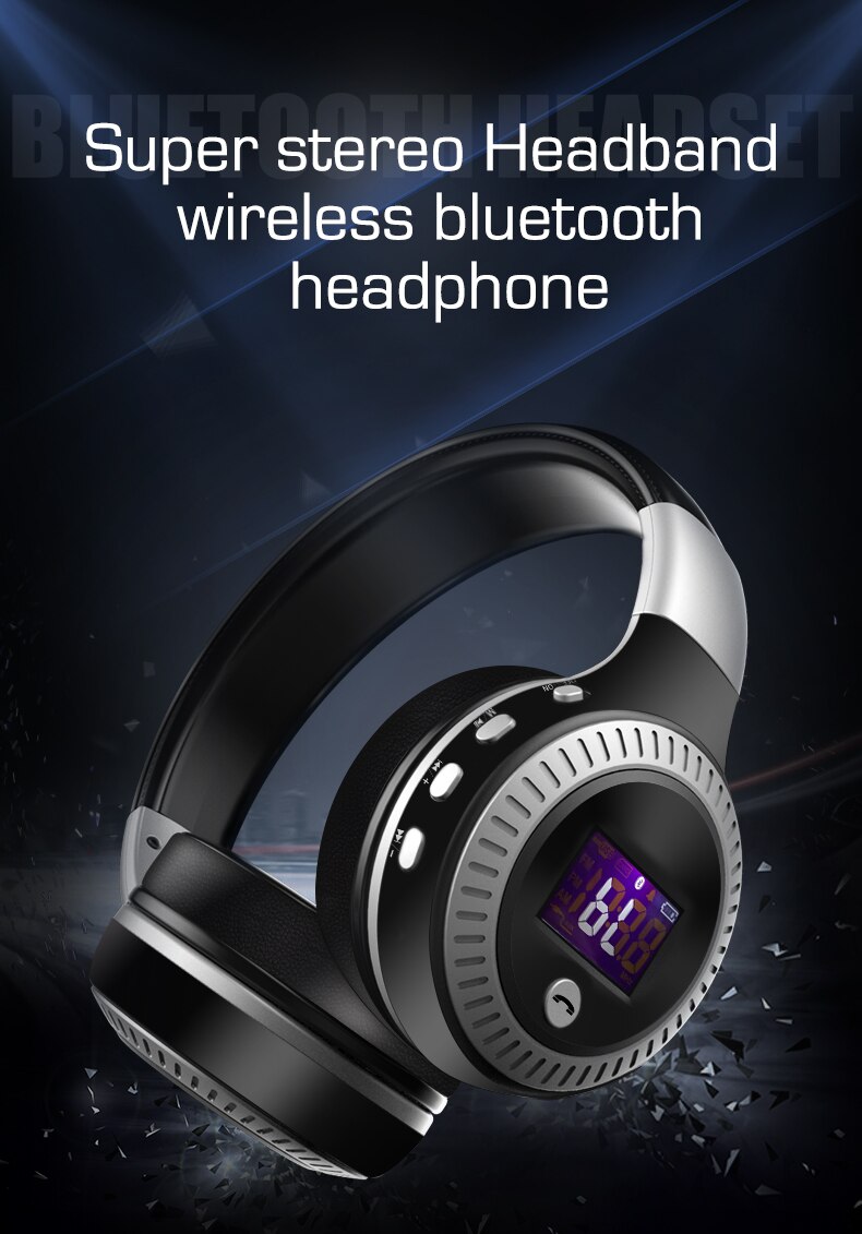 B19 Wireless Headphones with FM Radio Bluetooth Headset Stereo Microphone